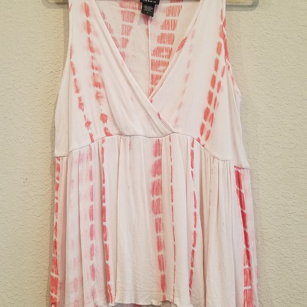 Torrid White & Orange Tie Dye Baby doll Tank